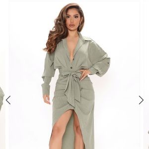 Clara Maxi Shirt Dress - Green